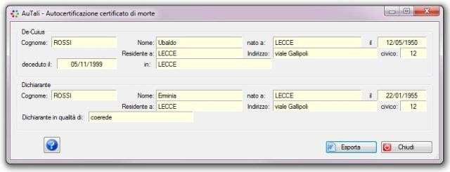 Autocertificazioni Per La Dichiarazione Di Successione Autali