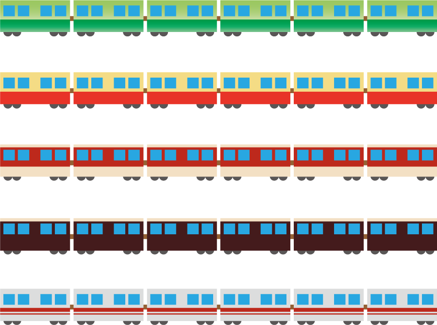 フリーイラスト 5種類の電車の飾り罫線のセットでアハ体験 Gahag 著作権フリー写真 イラスト素材集