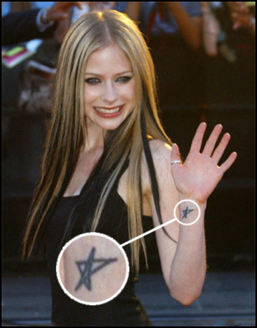 snatch tattoo. avril lavigne tattoo.