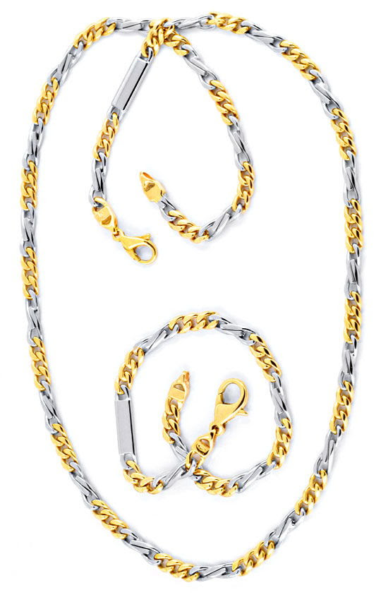 Foto 3, Goldkette und Gold-Armband massiv Gelb-Weissgold Luxus!, K2067