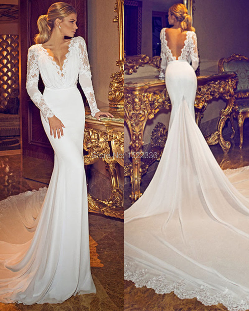 New Fashionable 2019 Chiffon Lace Deep V Neck Long Sleeves New Fashionable 2019 Chiffon Lace Deep V Neck Long Sleeves