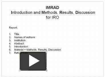 PPT - IMRAD PowerPoint presentation | free to download ...