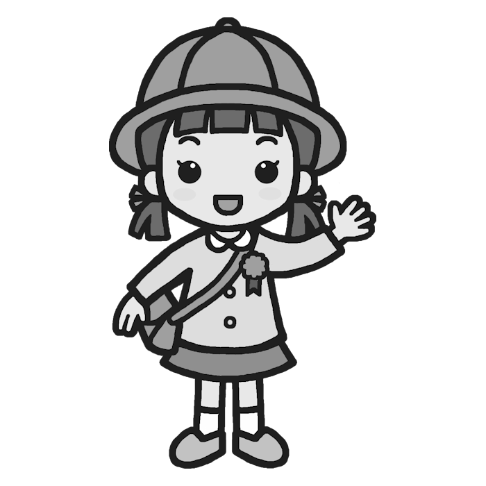 女の子 モノクロ 入園の無料イラスト 春の季節 行事 保育素材