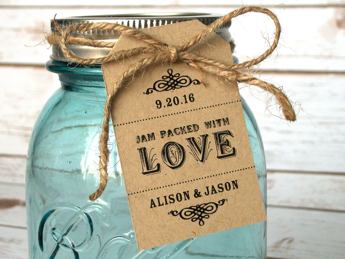 12 Kraft Jam Packed With Love Wedding Hang Tags