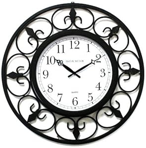 Amazon.com - Ashton Sutton WIMT13-2 Large Wrought Iron Wall Clock