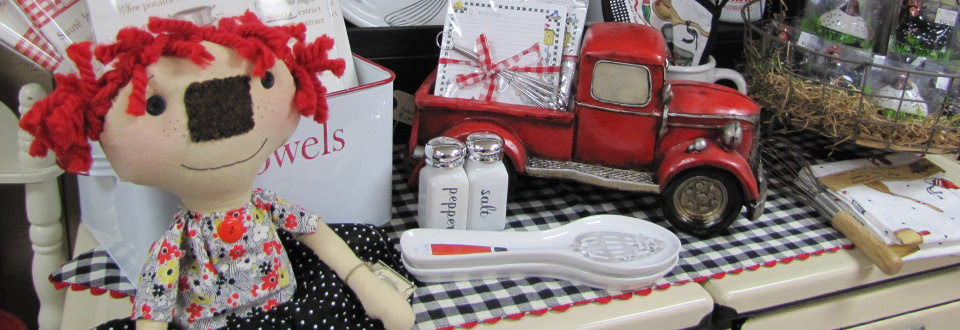 raggedy ann decor, vintage truck, gingham