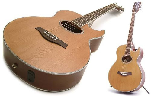 Electro Acoustic Guitar: Solid Cedar Top Electro Acoustic with Florentine Cutaway