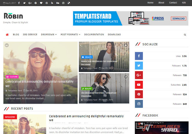 Download Robin Blog Blogger Template