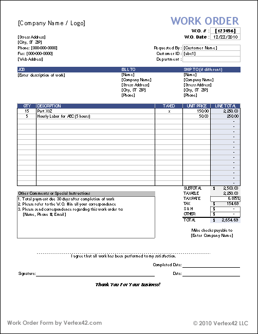 Change Order Form Template - Free Printable Documents