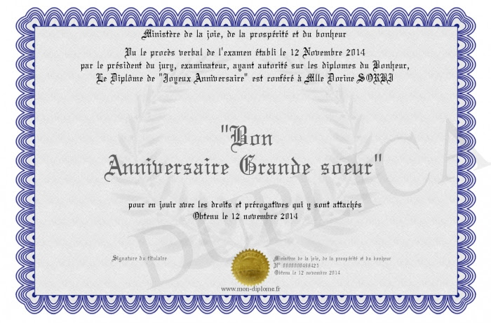 Bon Anniversaire Grande Soeur
