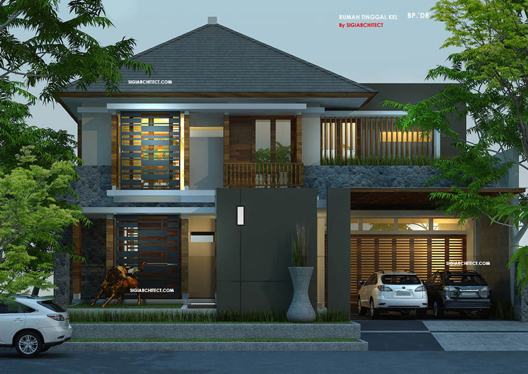 Desain Rumah Pojok, Desain Unik Tropis Modern