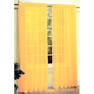 Amazon.com - Bright Yellow Sheer Curtain Panels - Yellow Curtains For ...