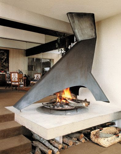 sculptural fireplace