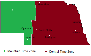 Nebraska Time Zones Map Timebie