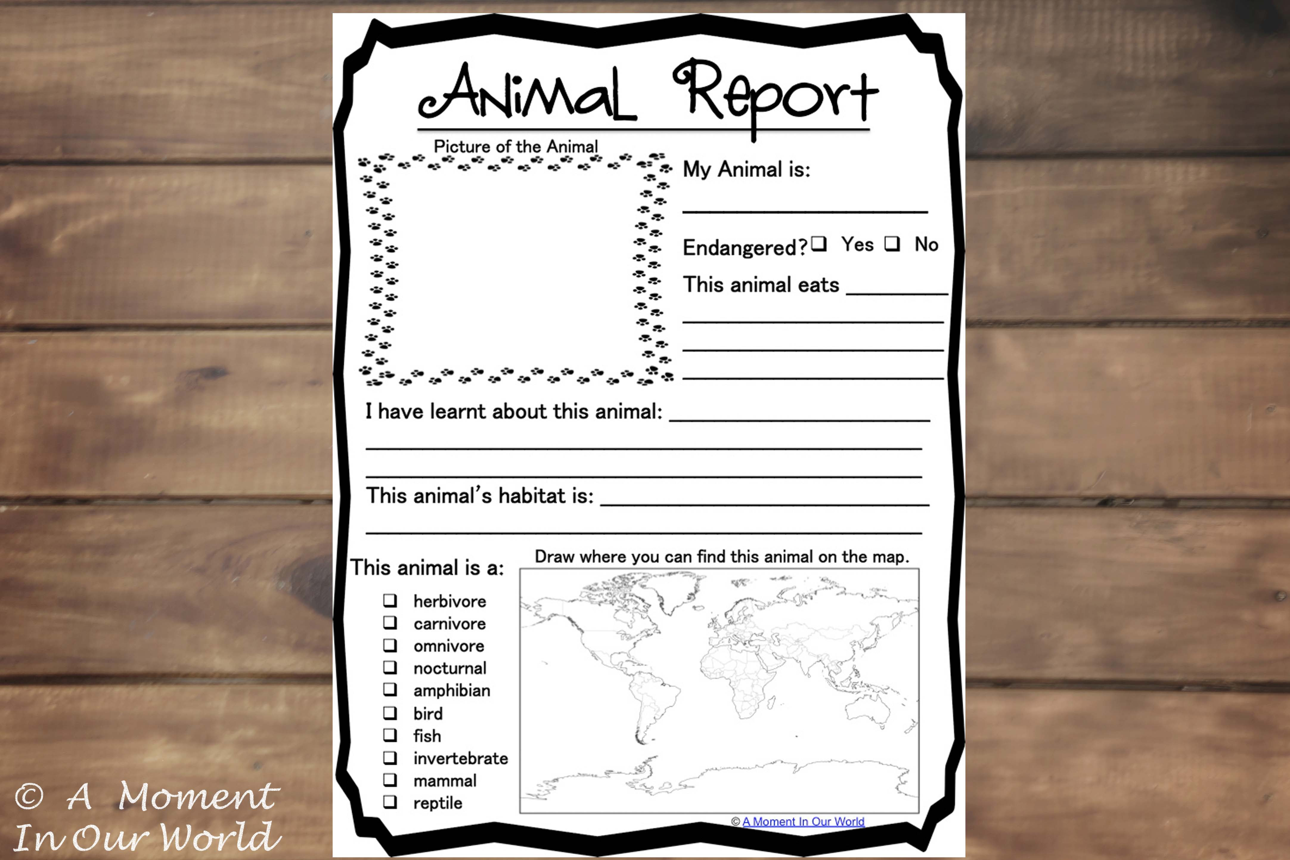 FREE Animal Report Form | Free Homeschool Deals