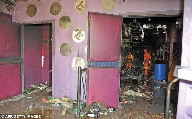 Aftermath: A view from inside the Kiss nightclub in Santa Maria which was ablaze in the early hours 