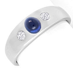 Foto 1, BRILLANTBANDRING SPITZEN-SAFIR 18K WEISSGOLD LUXUS! NEU, S6816