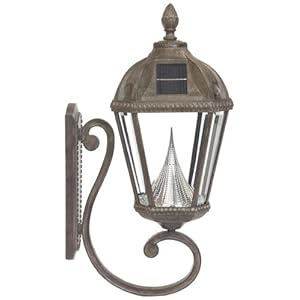 Gamasonic GS-98W Royal 21-Inch LED Solar Lamp with Wall Mount, Weathered Bronze Finish
