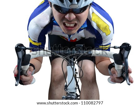 stock photo : Cycler riding on bike with clipping path