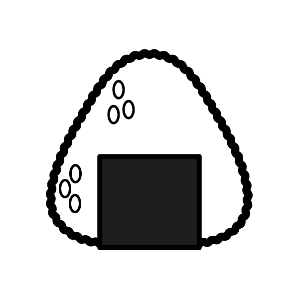 モノクロでかわいいおにぎりの無料イラスト 商用フリー オイデ43