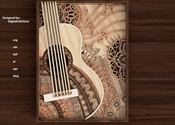 Etsy Layered Guitar Mandala Laser Cut Files 3D SVG Cut Files cut files for your personal DIY projects