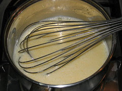 Whisking the sauce