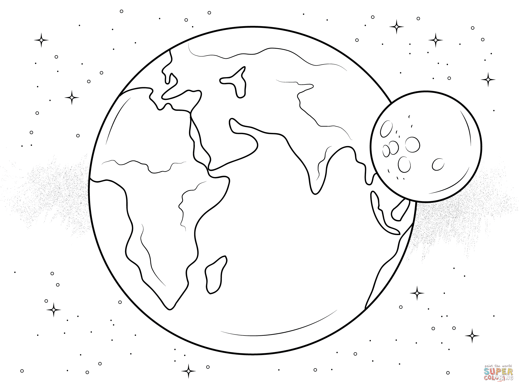 Clicca su disegni da colorare di Terra e Luna per