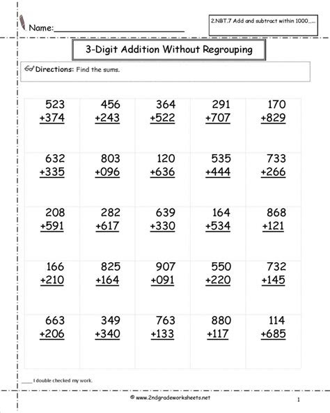  4 free math worksheets second grade 2 addition add in columns missing