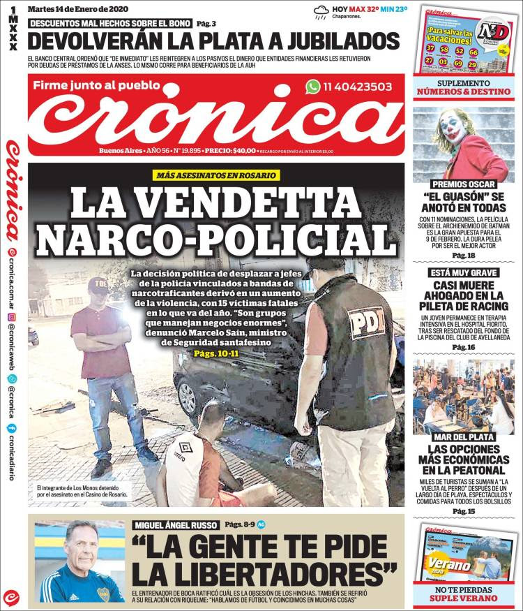 Portada de Crónica (Argentina)