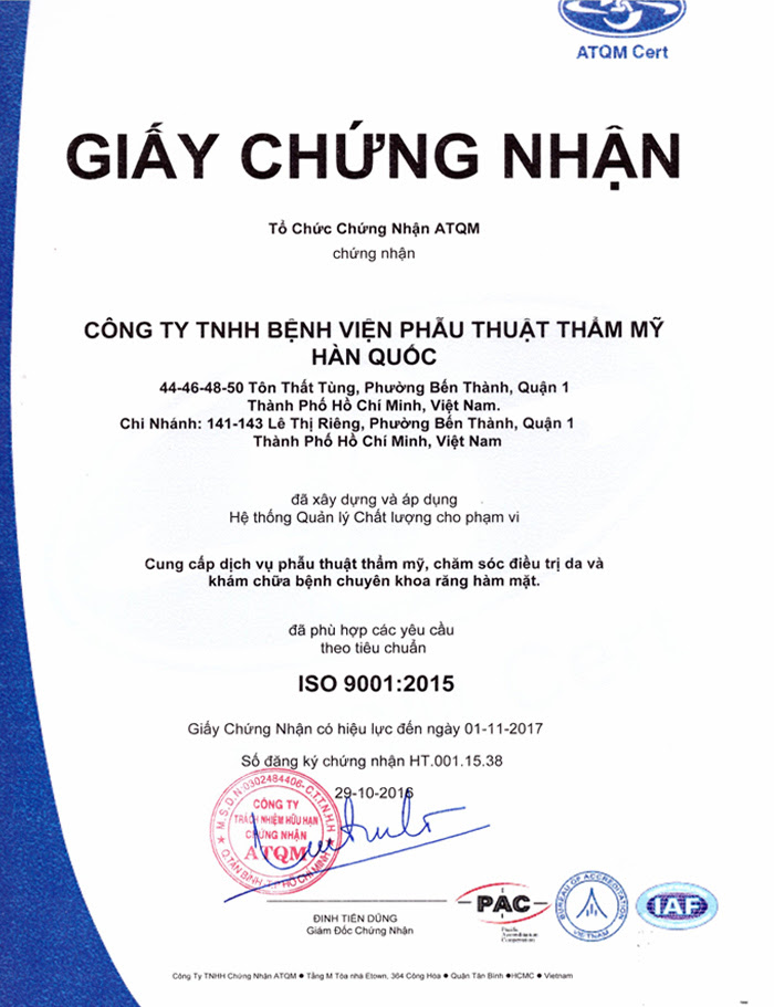 đạt chất lượng ISO 9001:2015
