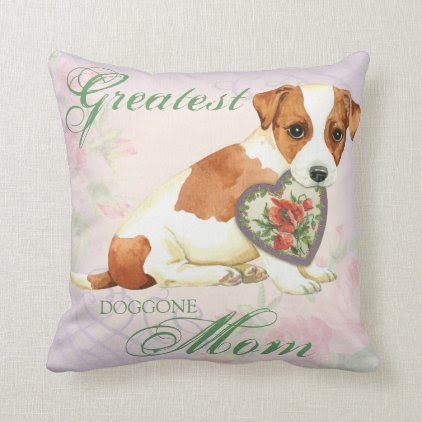 Russell Terrier Heart Mom Throw Pillow