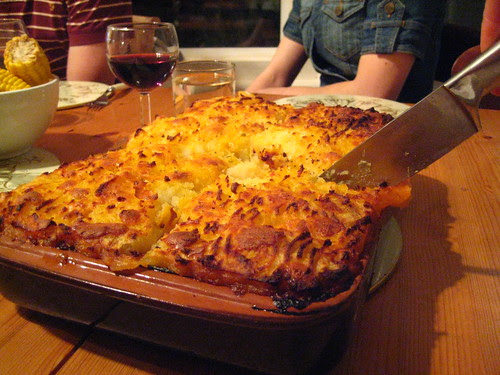Cutting Chorizo Pie