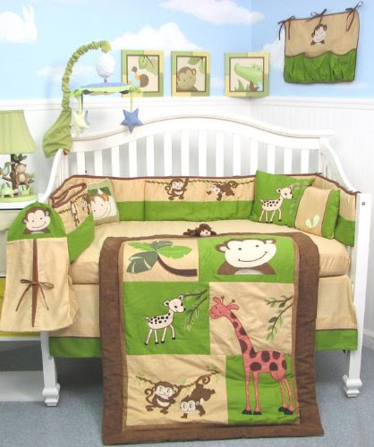 SoHo Monkey Savannah Baby Crib Nursery Bedding Set 10 pcs