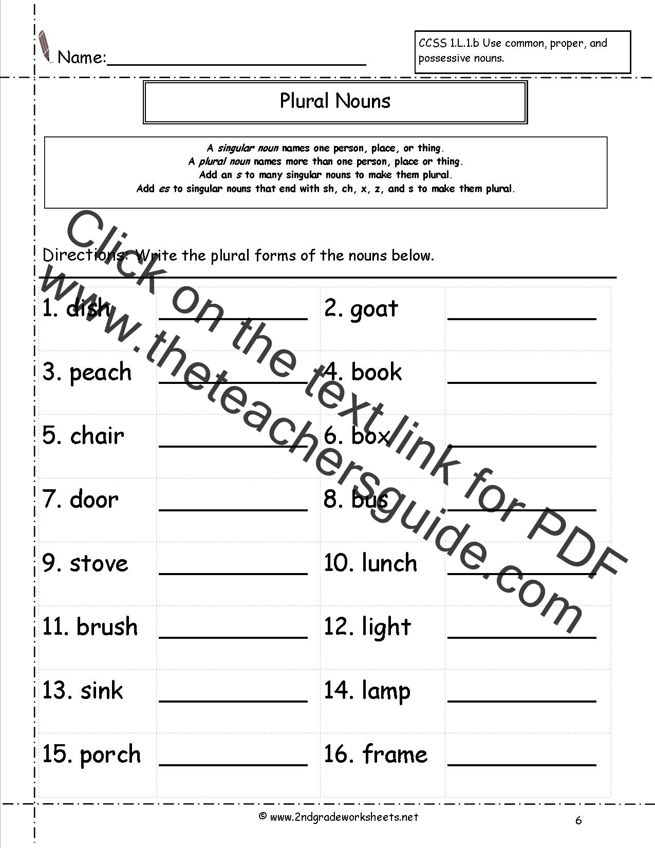 Singular and Plural Nouns Worksheets