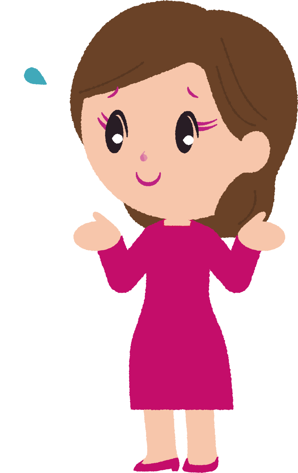 困ったポーズの女性 どうしようと悩み相談したい 可愛い無料イラスト素材集