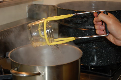 Sterilizing the jars.