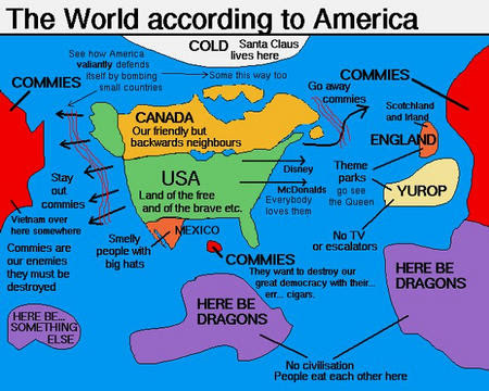  World  Americans  on The World Map According To Americans