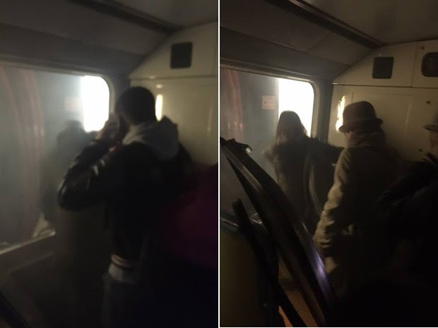 Fotos tiradas por Samla Da Rosa mostram passageiros saindo do metrô após explosão de bomba em Bruxelas (Foto: Samla da Rosa/Arquivo pessoal)