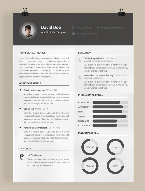 10 All Time Best Free Resume (CV) Templates in Word, PSD ...