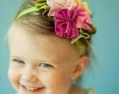 Modern Pink & Yellow Cotton Soft Girl Headband, Newborn Headband - Girl Hair accessories - Flower Girl Accessories - BabyGirlsGlam