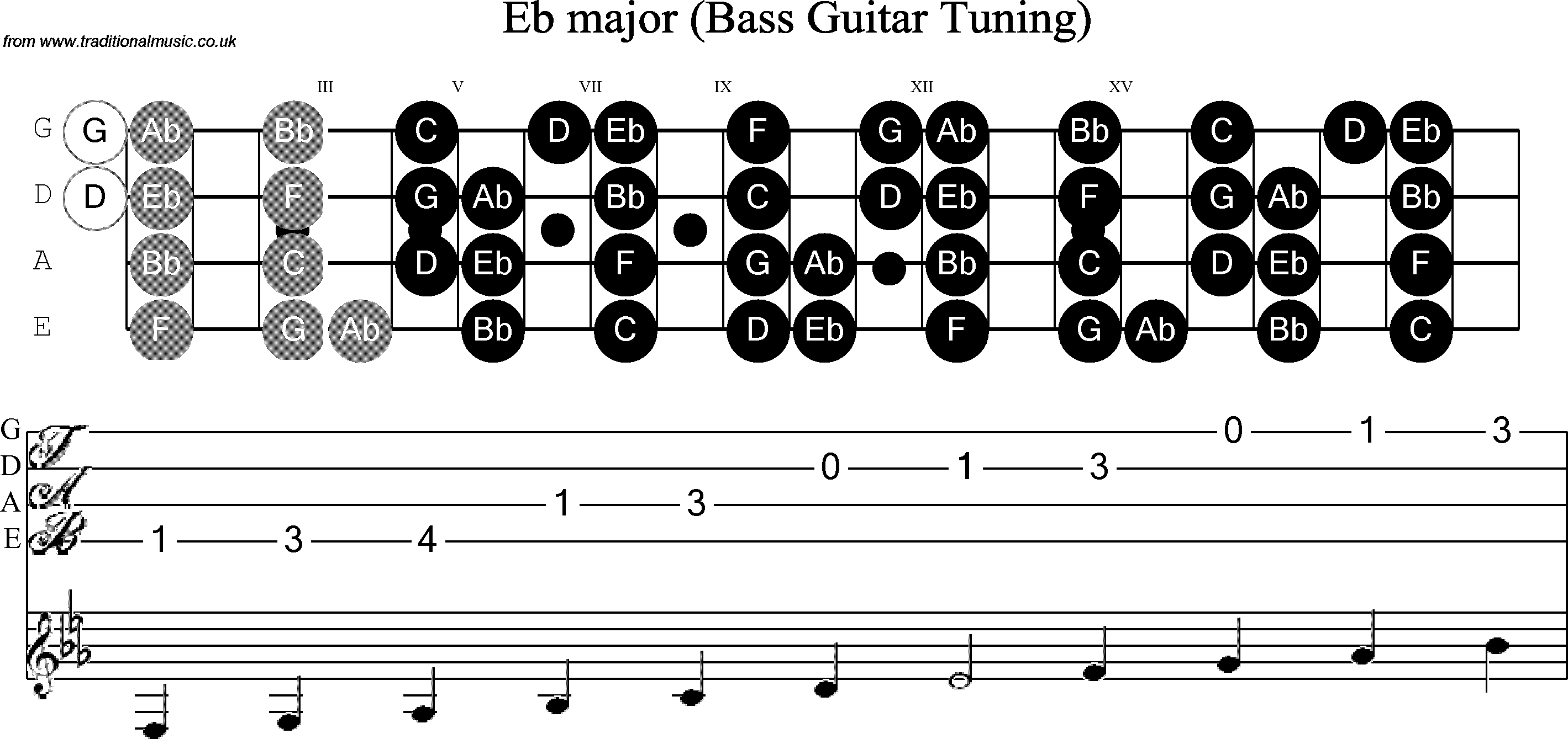 Bass Guitar Scale Eb