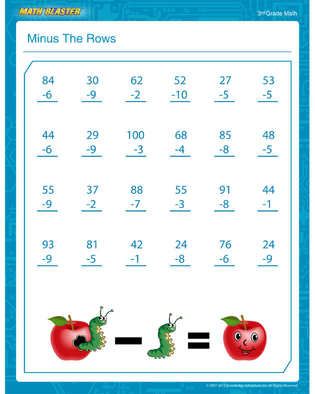 3rd grade free subtraction worksheets - Clip Art Library