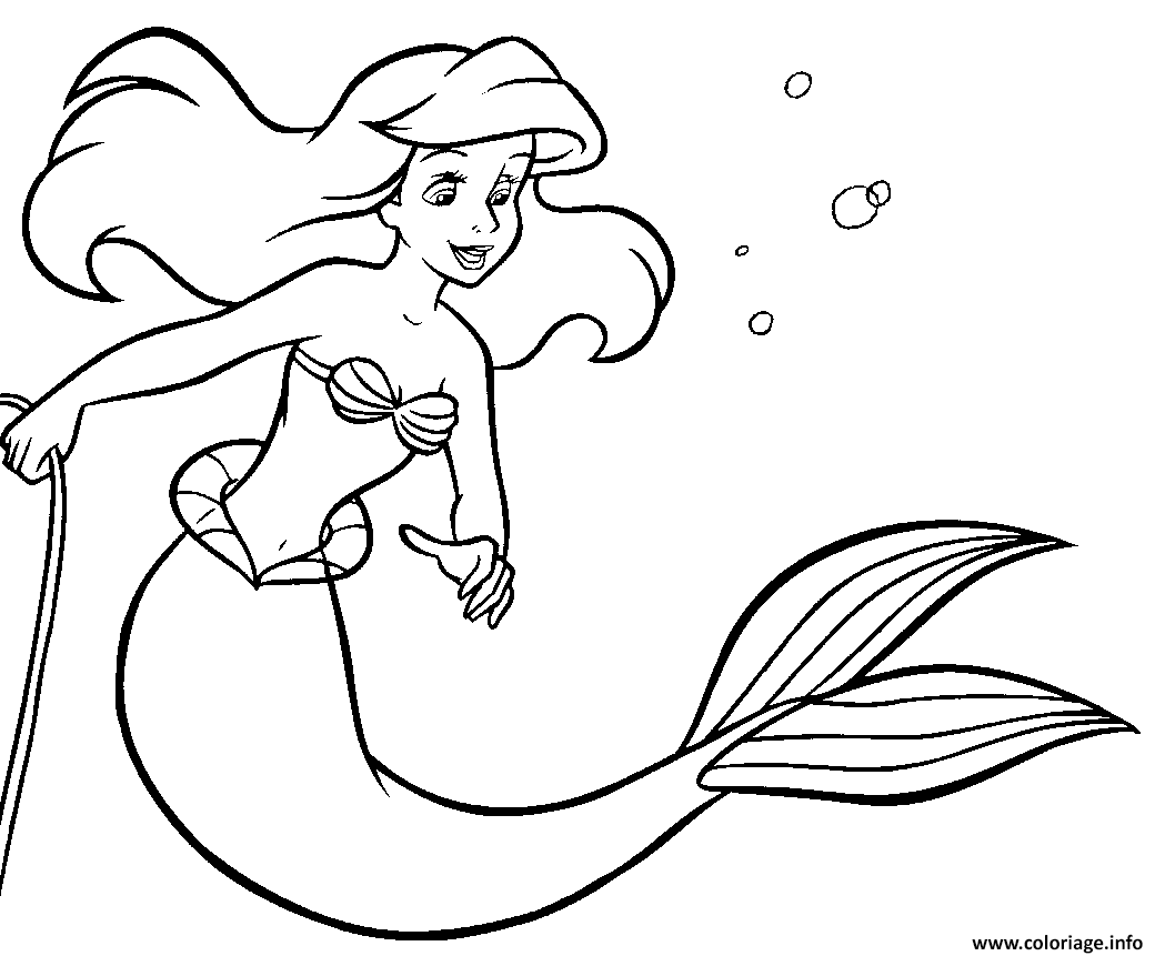 Coloriage disney la petite sirene ariel  JeColorie.com