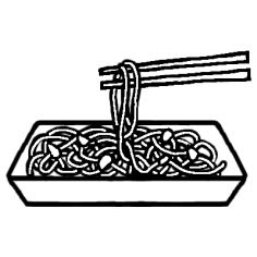 焼きそば2 屋台 模擬店 料理 ミニカット 無料 白黒イラスト素材