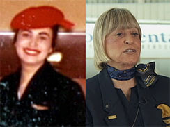 Norma Heape when she first began her career as a flight attendant, and in 2010.