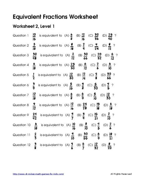  equivalent fractions 2 worksheet for 4th 5th grade lesson planet