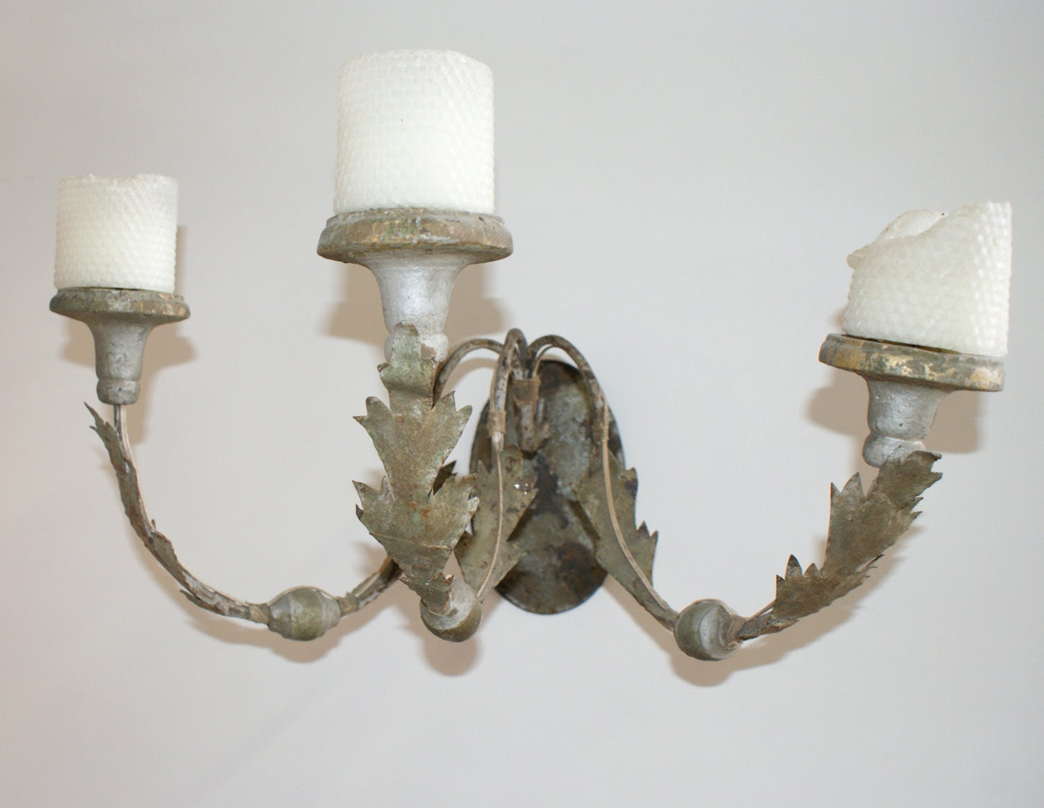 Pair of Italian Metal and Wood Sconces Gray by AVintageFix on Etsy