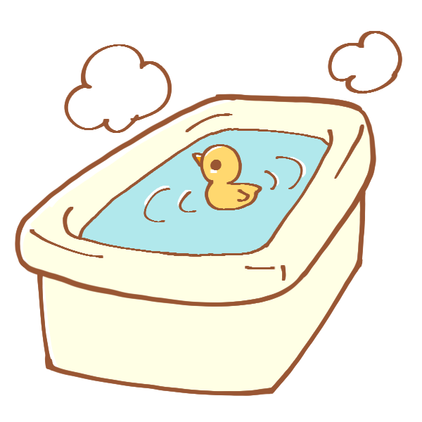 アヒルが浮かんだバスタブのイラスト かわいいフリー素材が無料のイラストレイン