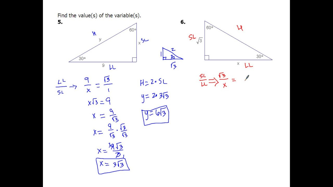 Right Triangle Formula 30 60 90
