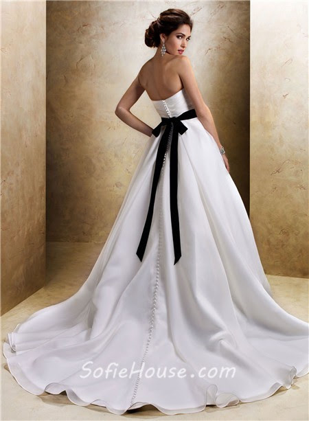 Simple A Line Asymmetrical Neckline Organza Wedding  Dress  